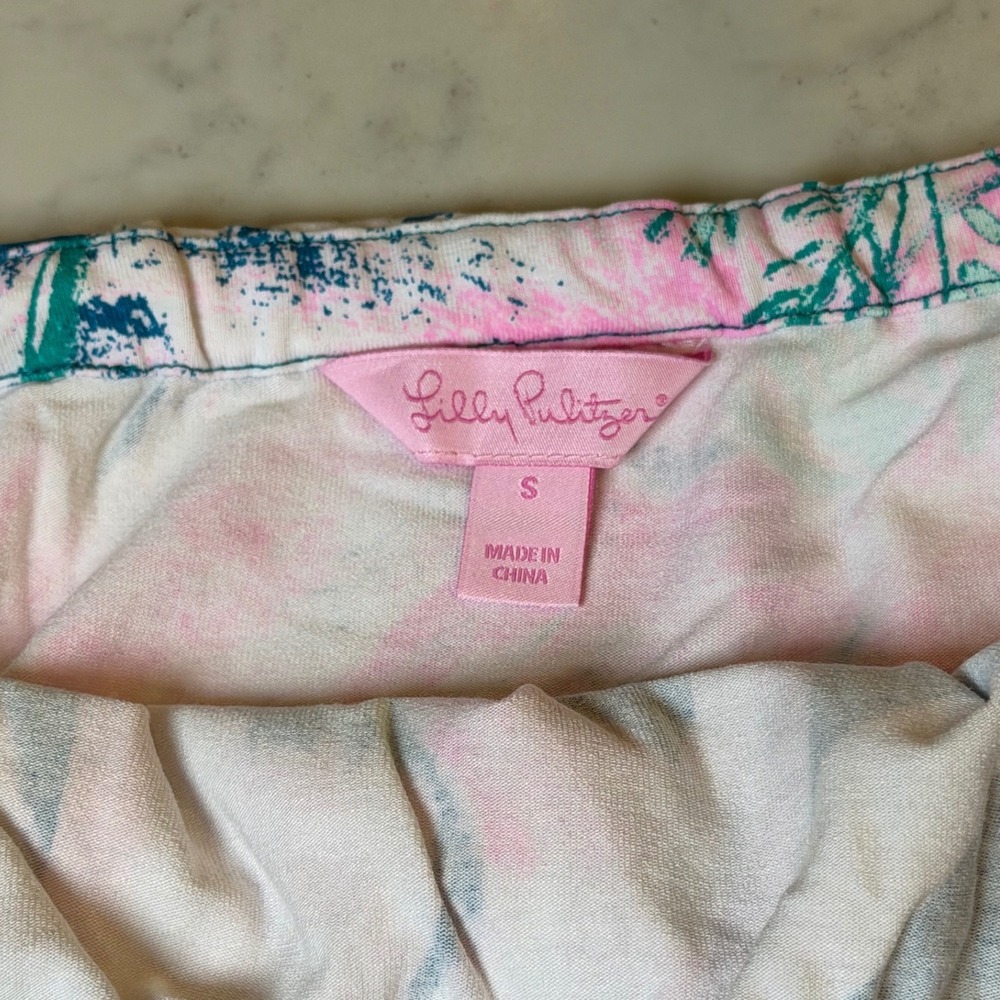 Lilly Pulitzer Annastasha Popover Shift Dress Floral Ruffle Pink Blue Size Small - Picture 4 of 7